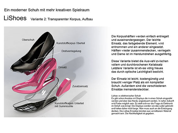 Ein paar Handgriffe und schon hat die Dame einen anderen Schuh